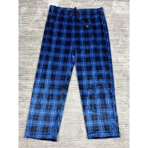 Columbia Pajama‎ Pants Mens XXL 2XL Blue Plaid Soft Fleece Pull On Lounge Comfy